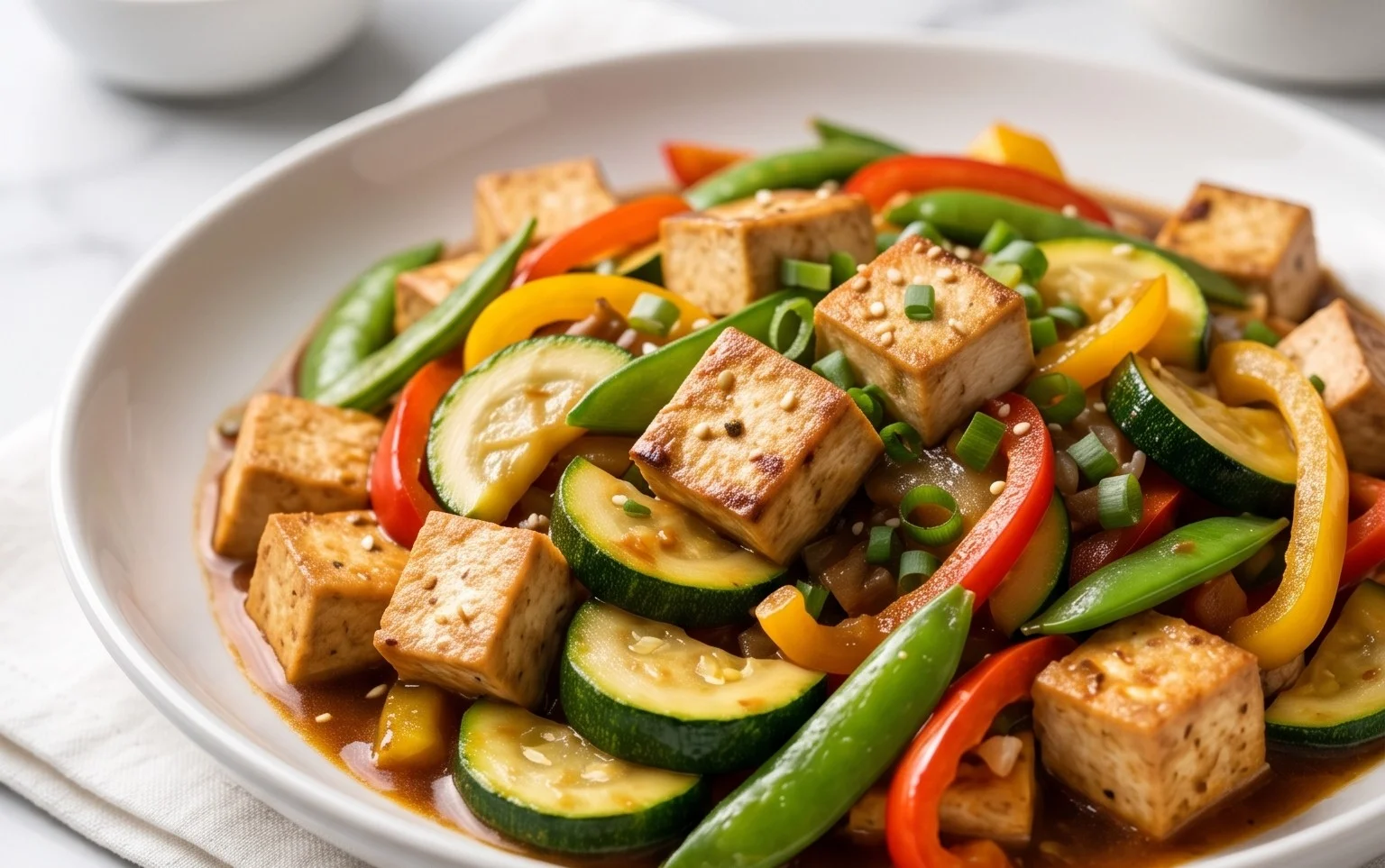 Zucchini Stir Fry With Tofu (Vegan)