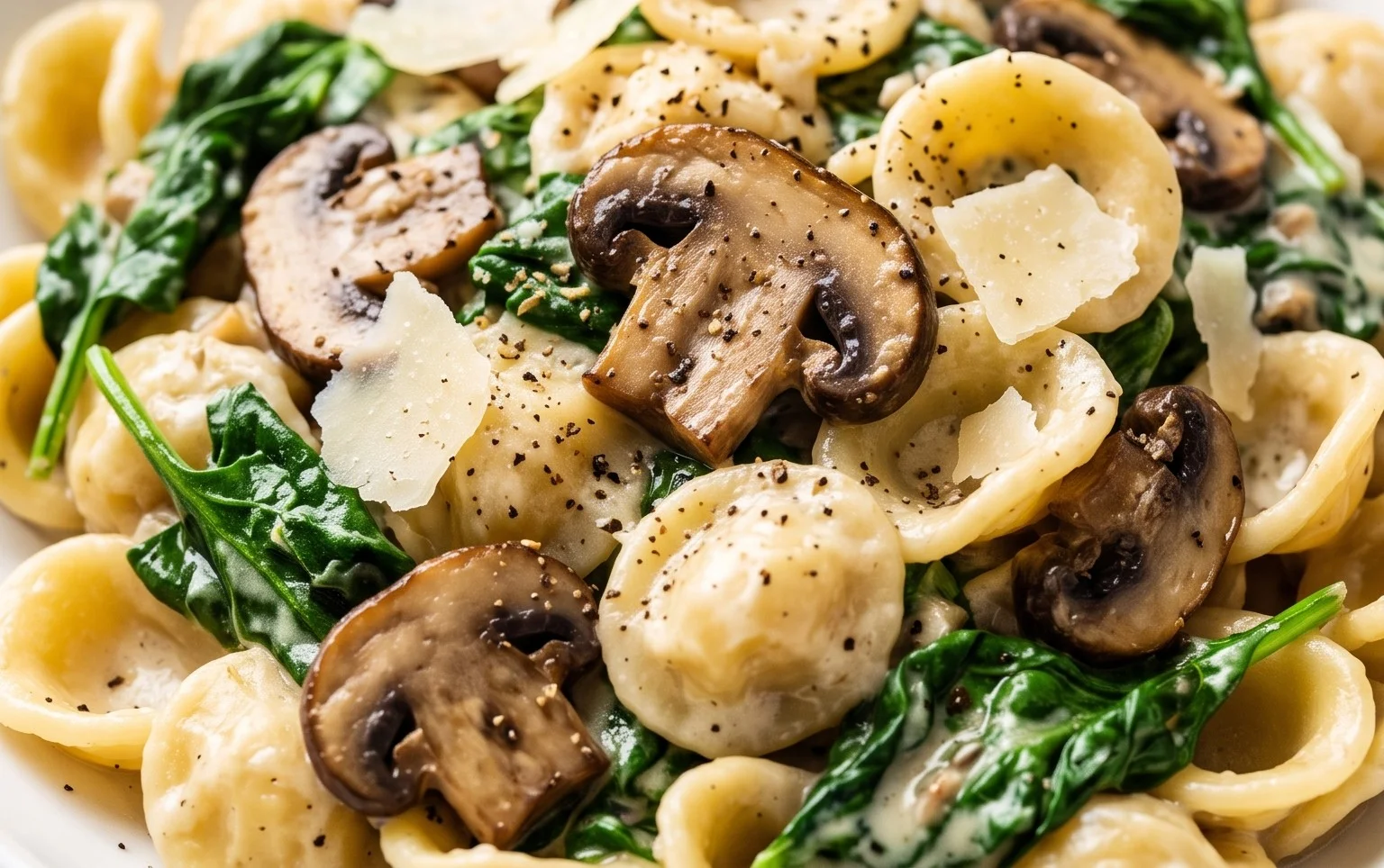 Parmesan Spinach Mushroom Pasta Skillet