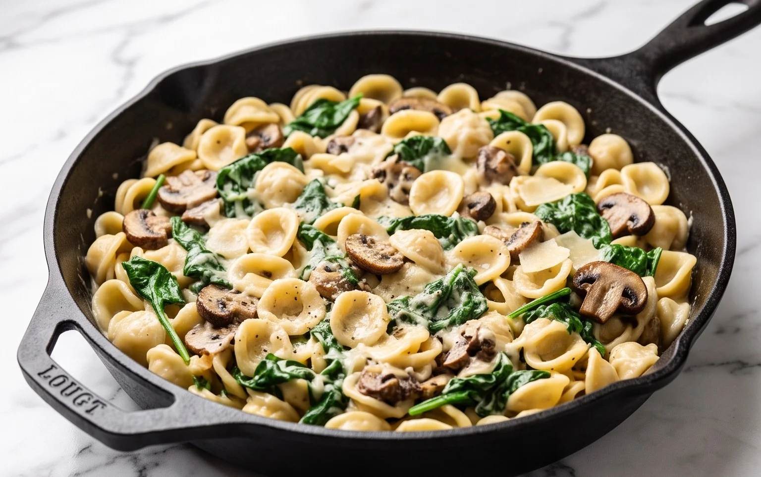 Parmesan Spinach Mushroom Pasta Skillet