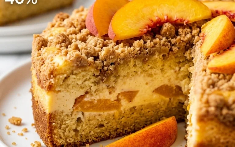 Peach Cream Cheese Cake with Streusel Topping