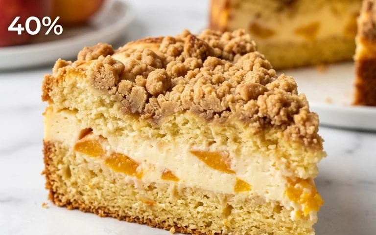 Peach Cream Cheese Cake with Streusel Topping