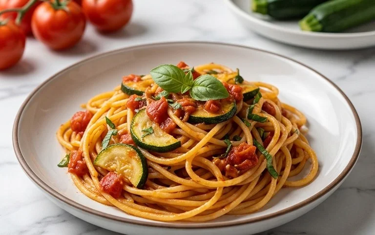 Healthy Tomato Zucchini Pasta