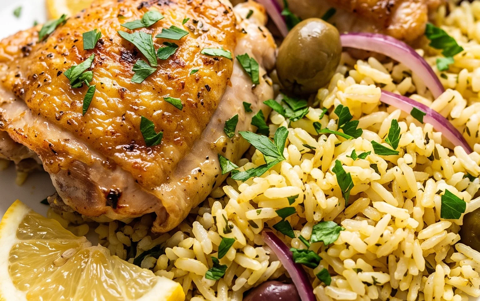 Greek Chicken and Lemon Rice (30 Minutes, One-Pot)