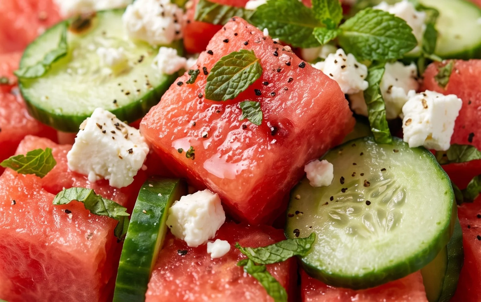 Watermelon Salad with Cucumber and Feta