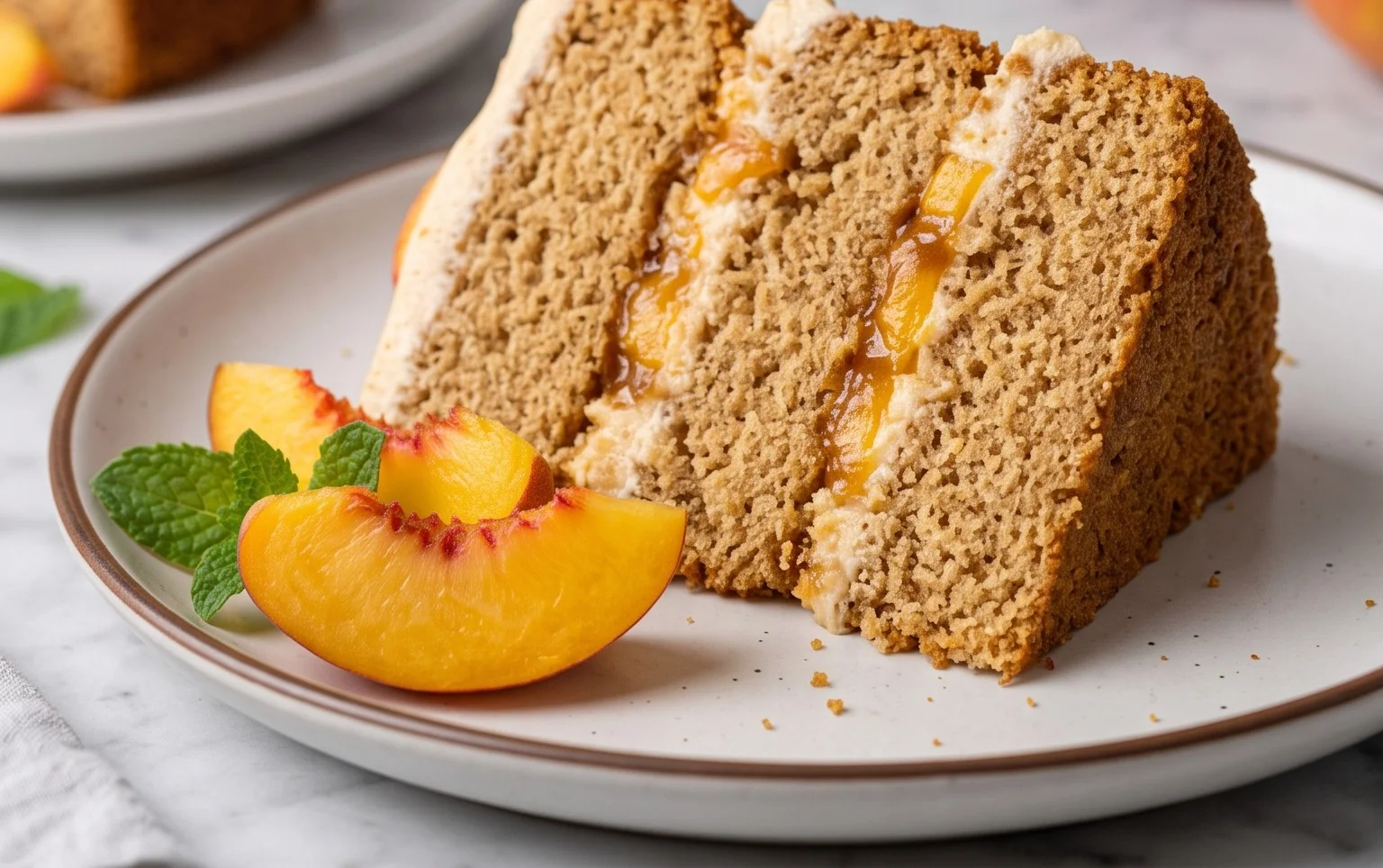Brown Sugar Layer Cake with Peach Filling