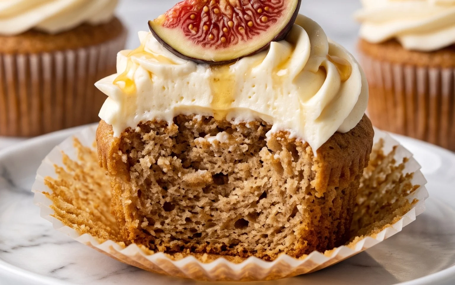 Fig Cupcakes with Honey Cream Cheese Frosting