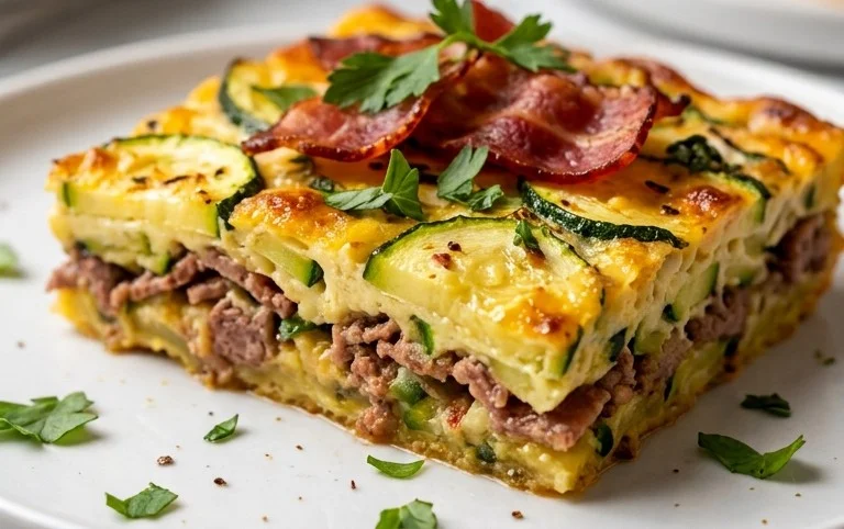 Zucchini and Beef Bacon Slice