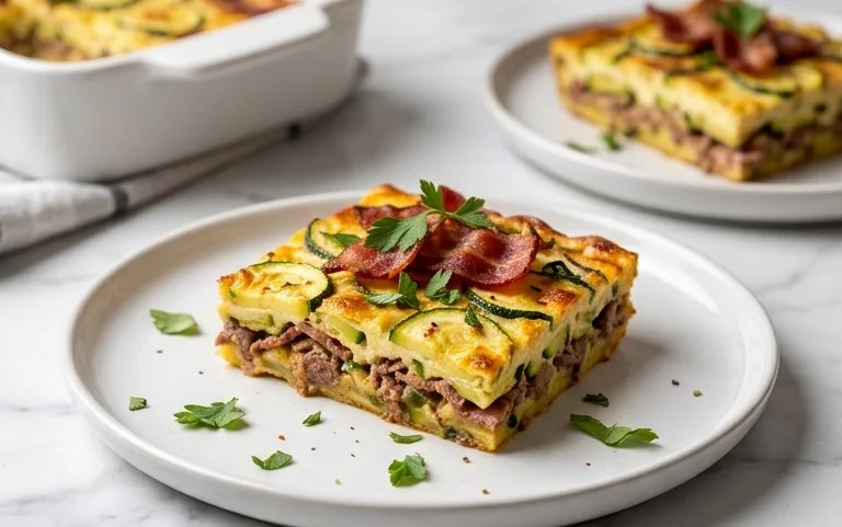 Zucchini and Beef Bacon Slice
