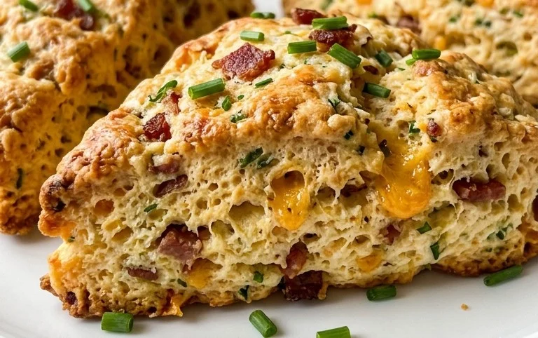 Beef Bacon Cheddar and Chive Scones
